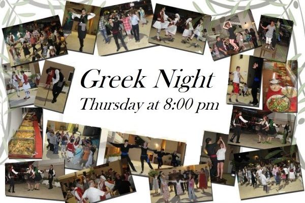 Eat, drink and dance tradional Greek theme